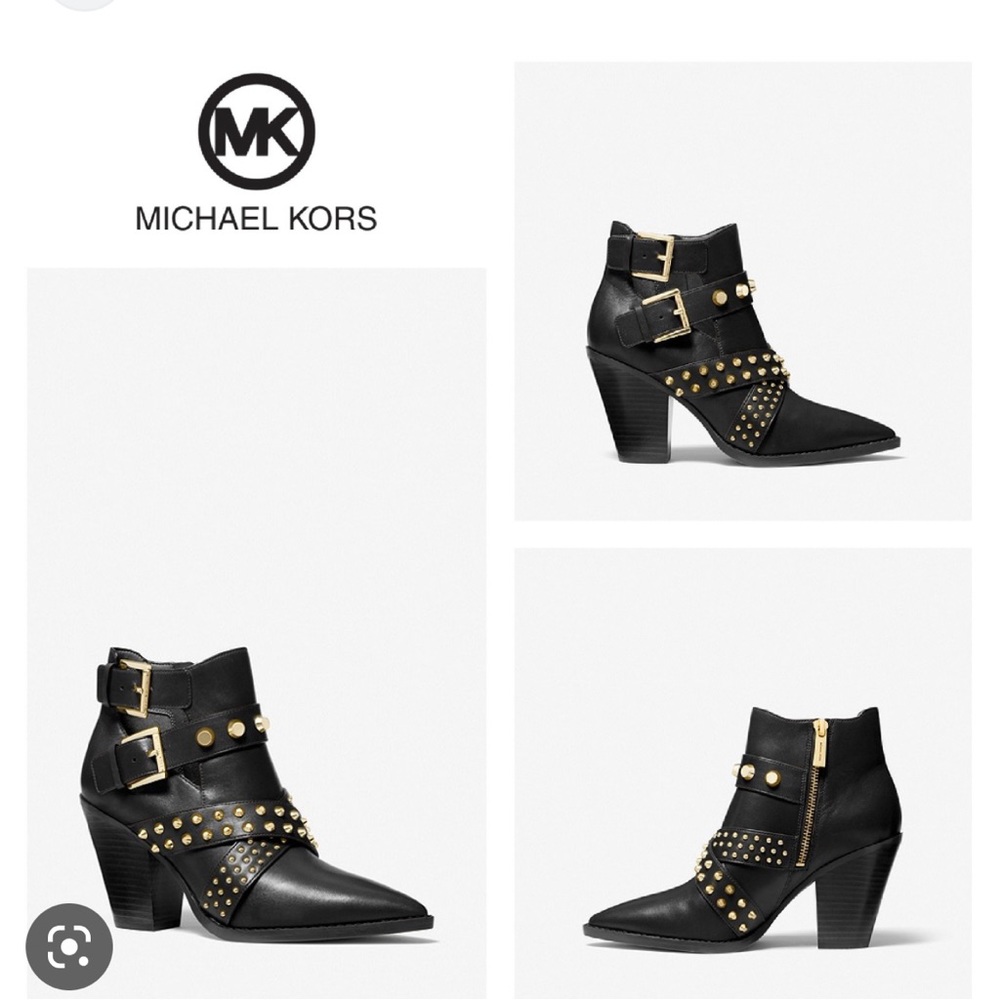 ✨NEW IN BOX, MICHAEL KORS-BLACK ✨SIZE 6✨Dover Astor Stud Leather Ankle Boot -